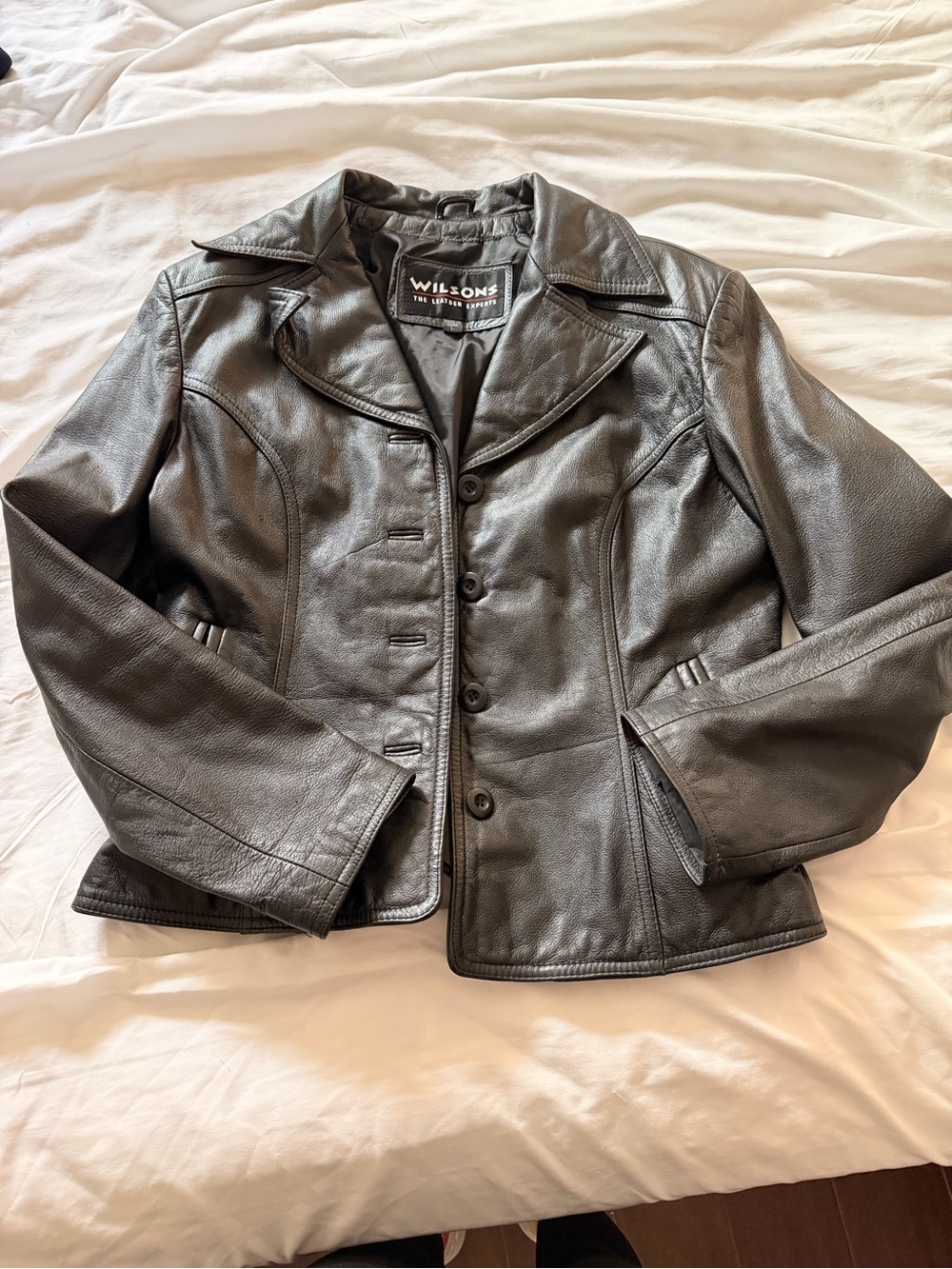 Wilsons Leather Women's Black Leather Button-Front Jacket Size Large